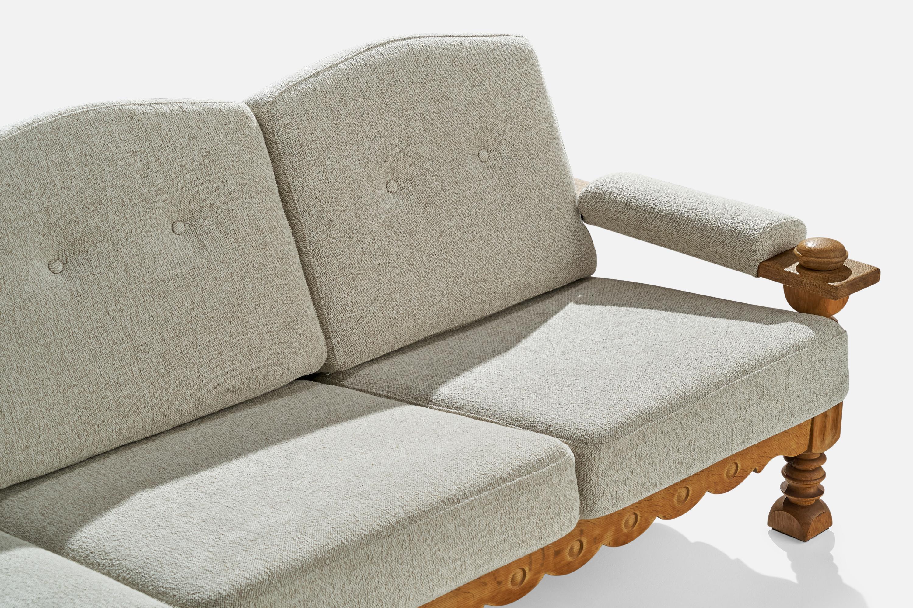 Danish Designer, Sofa, Oak, Fabric, Denmark, 1960s For Sale 2