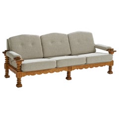 Danish Designer, Sofa, Oak, Fabric, Denmark, 1960s