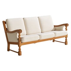 Danish Designer, Sofa, Oak, Fabric, Denmark, 1960s
