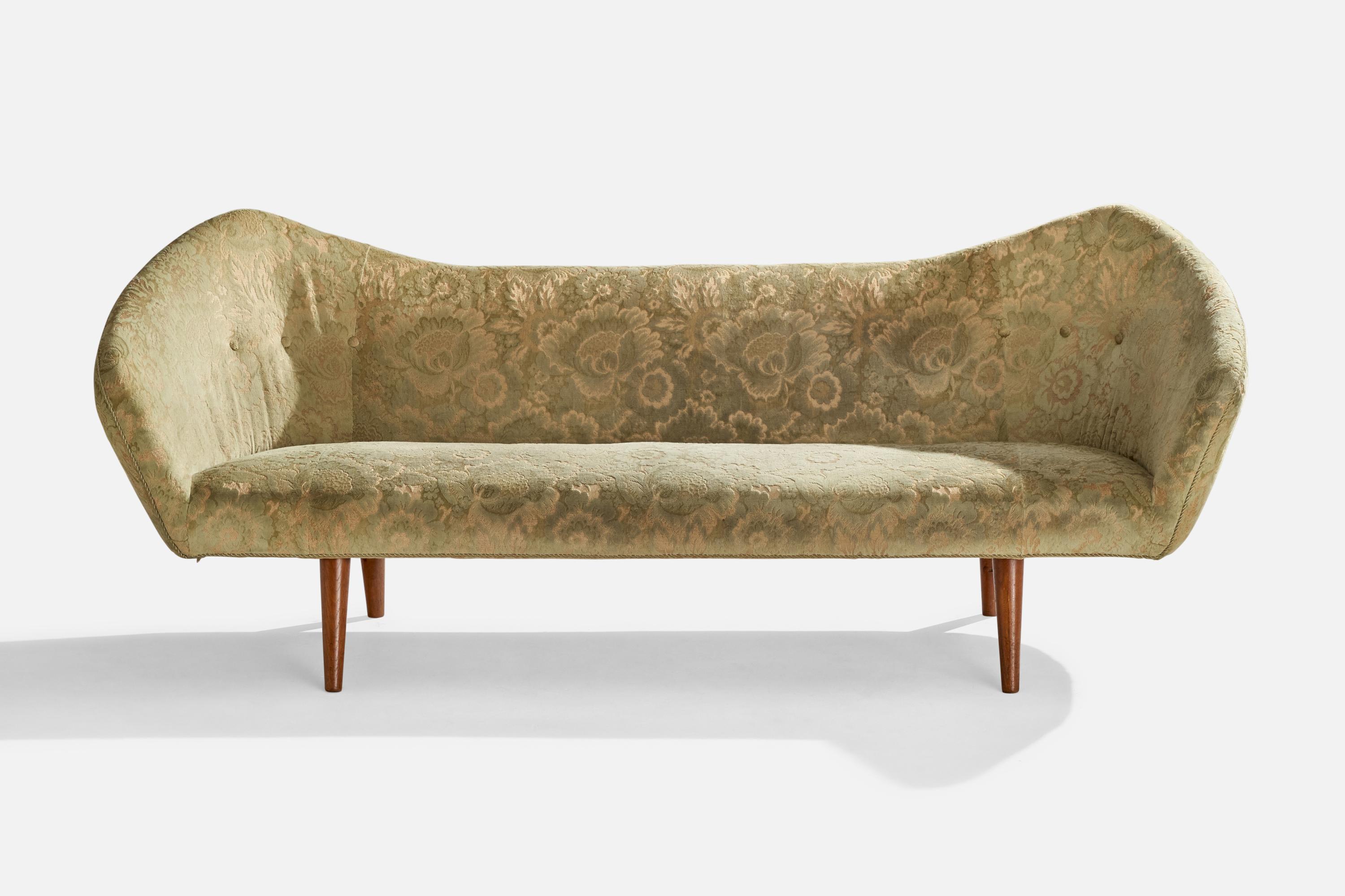 Mid-Century moderno Divano di design danese, teak, tessuto, Danimarca, anni '50 in vendita