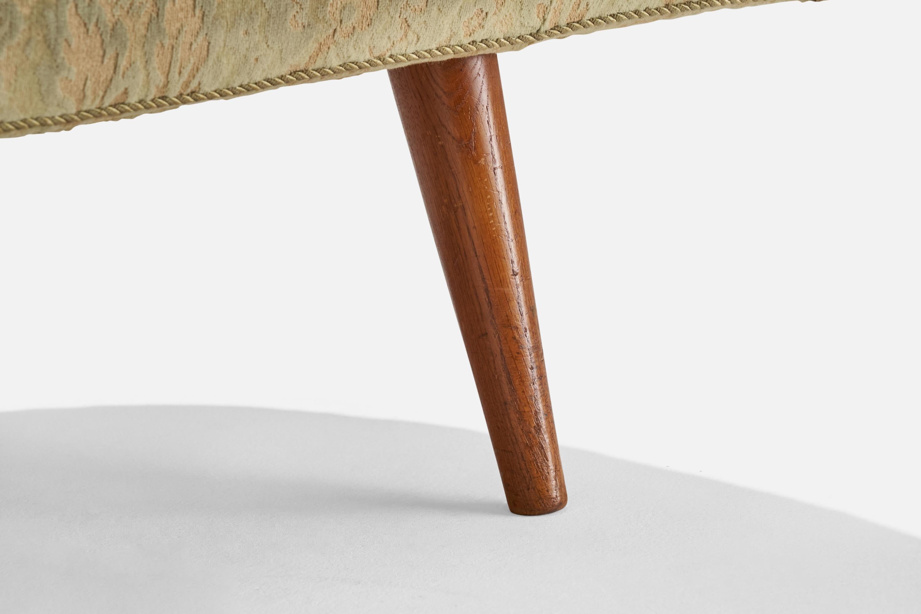 Tessuto Divano di design danese, teak, tessuto, Danimarca, anni '50 in vendita