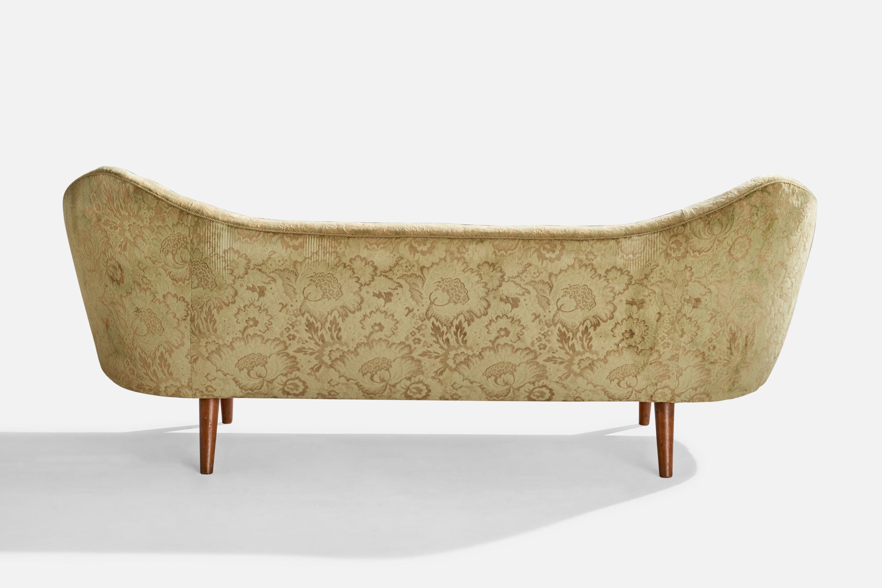 Divano di design danese, teak, tessuto, Danimarca, anni '50 in vendita 1