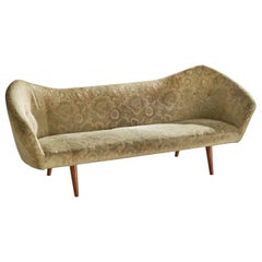 Danish Designer, Sofa, Teak, Fabric, Denmark, 1950s