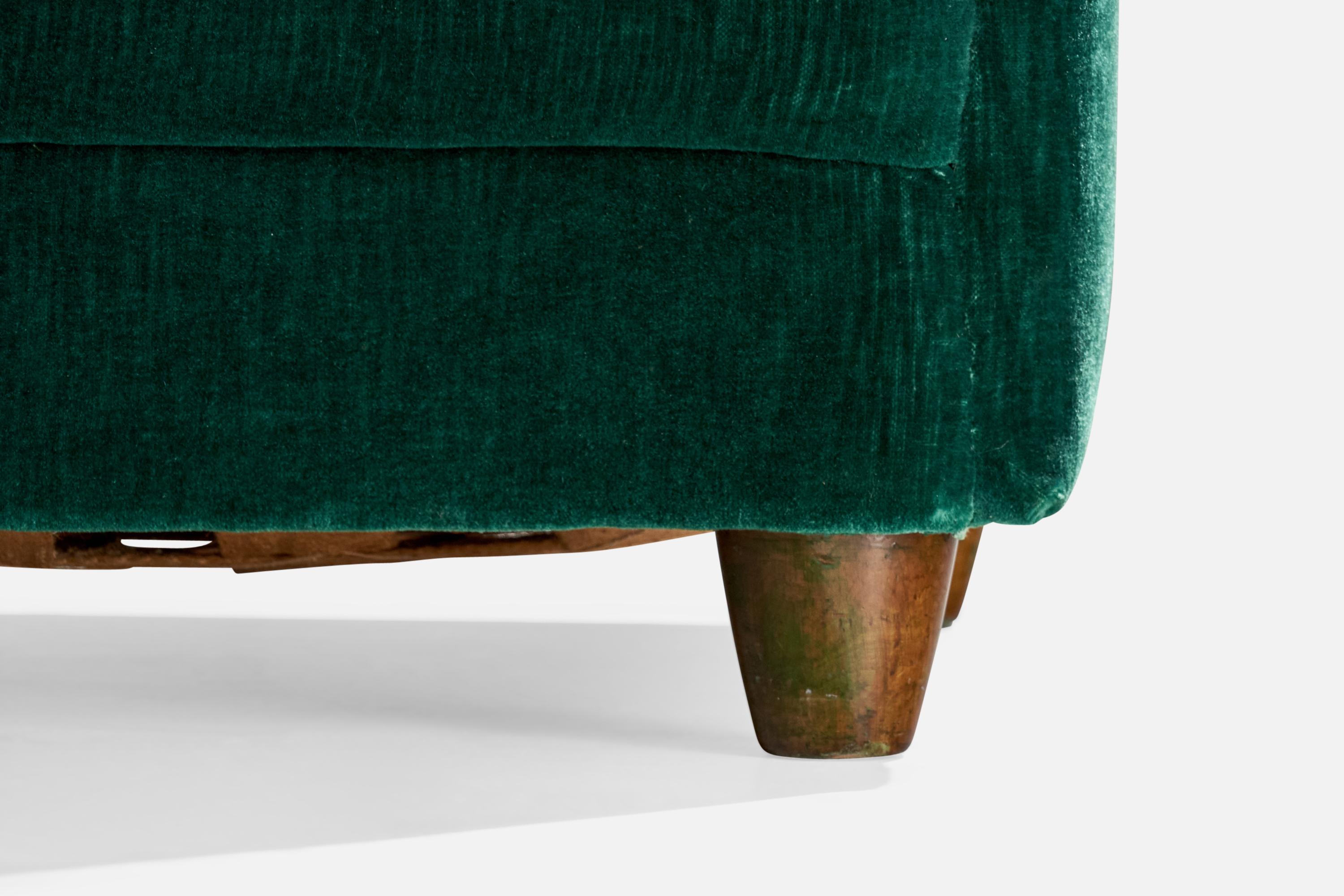 Designer danois, canapé, velours, Wood, Danemark, années 1940 en vente 3