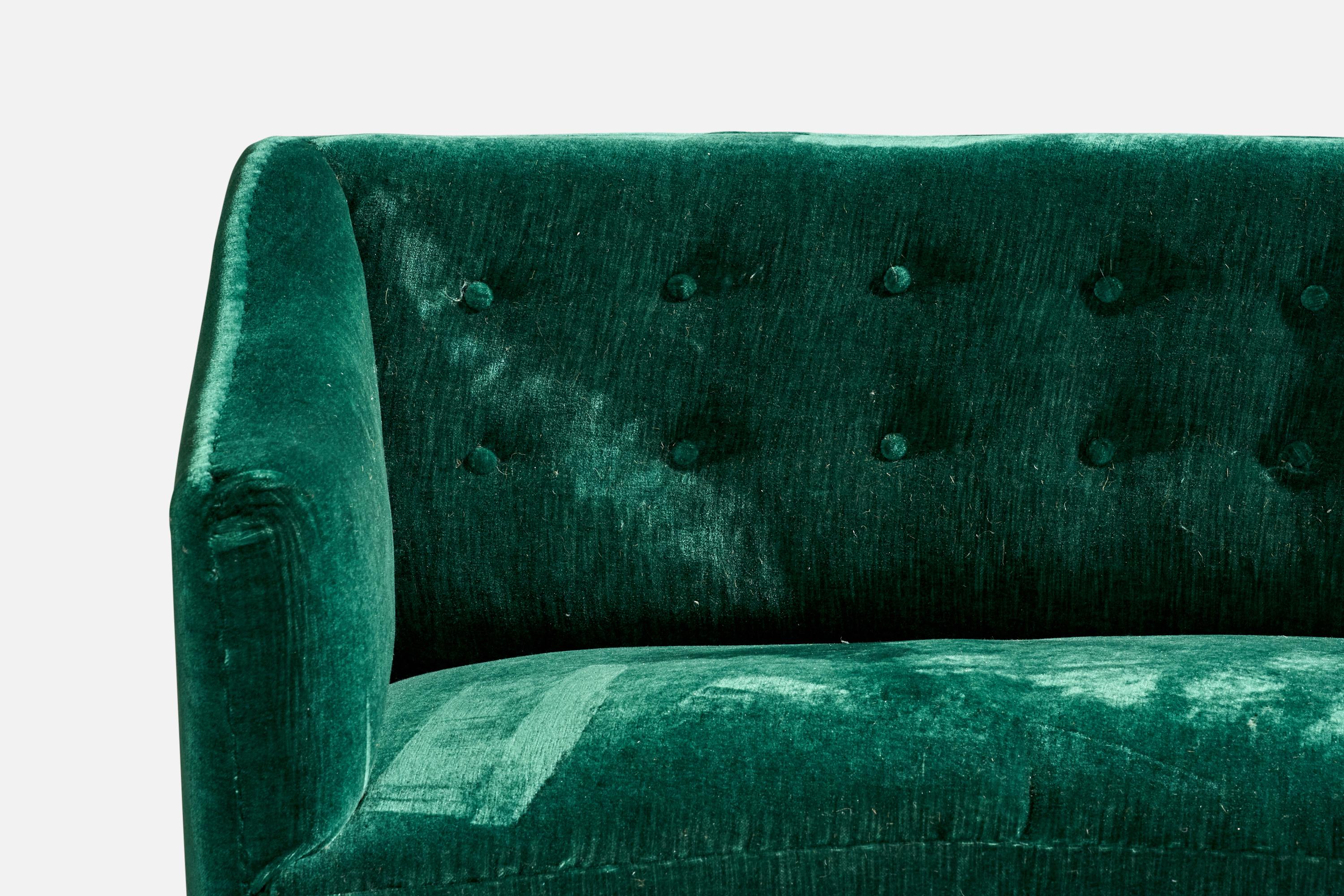 Designer danois, canapé, velours, Wood, Danemark, années 1940 en vente 4