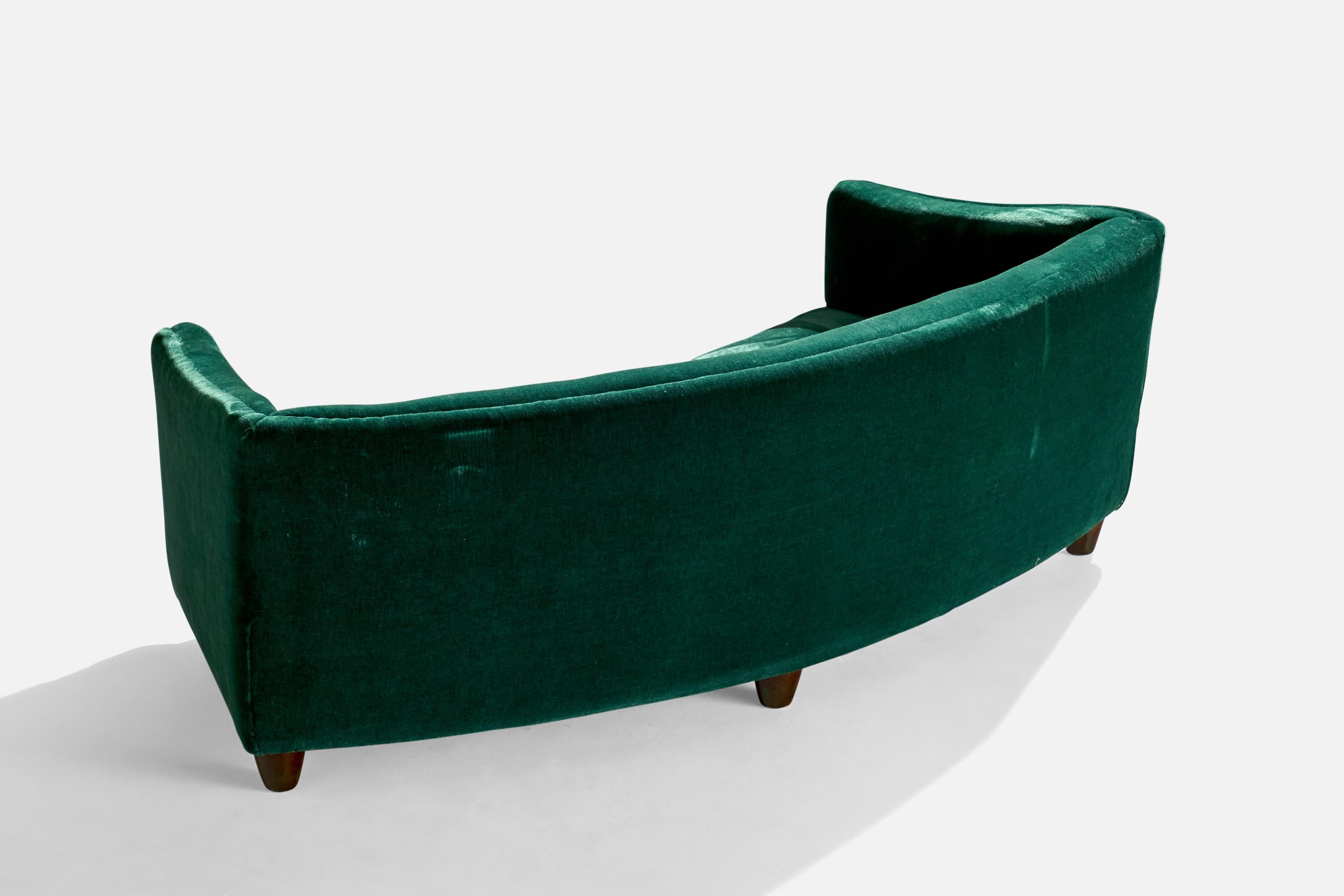 Danois Designer danois, canapé, velours, Wood, Danemark, années 1940 en vente