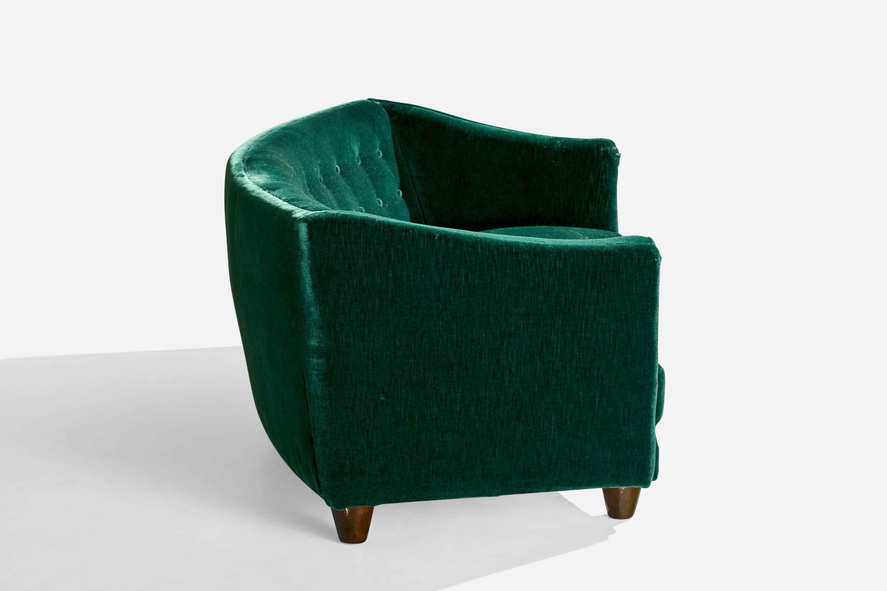 Velours Designer danois, canapé, velours, Wood, Danemark, années 1940 en vente