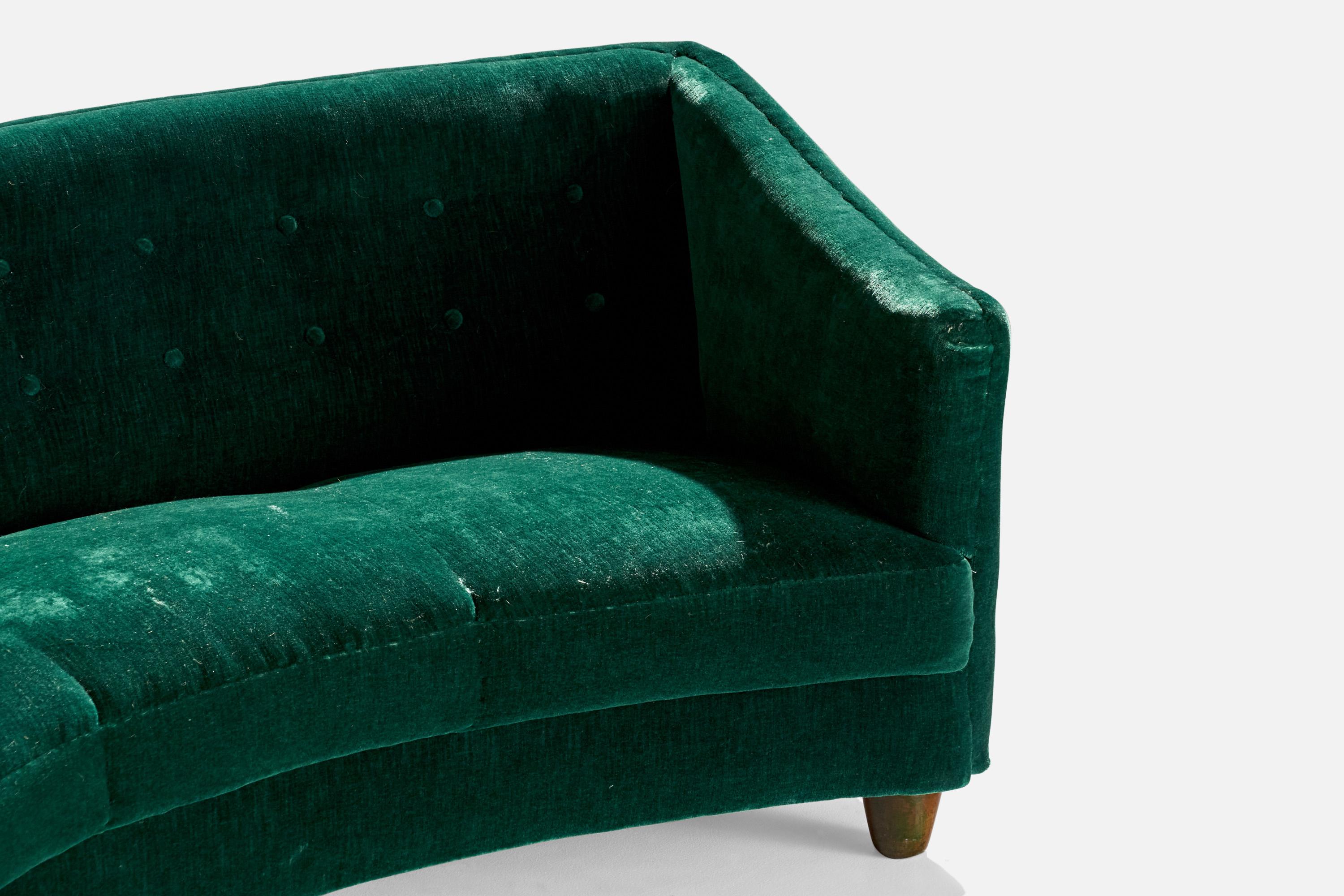 Designer danois, canapé, velours, Wood, Danemark, années 1940 en vente 1