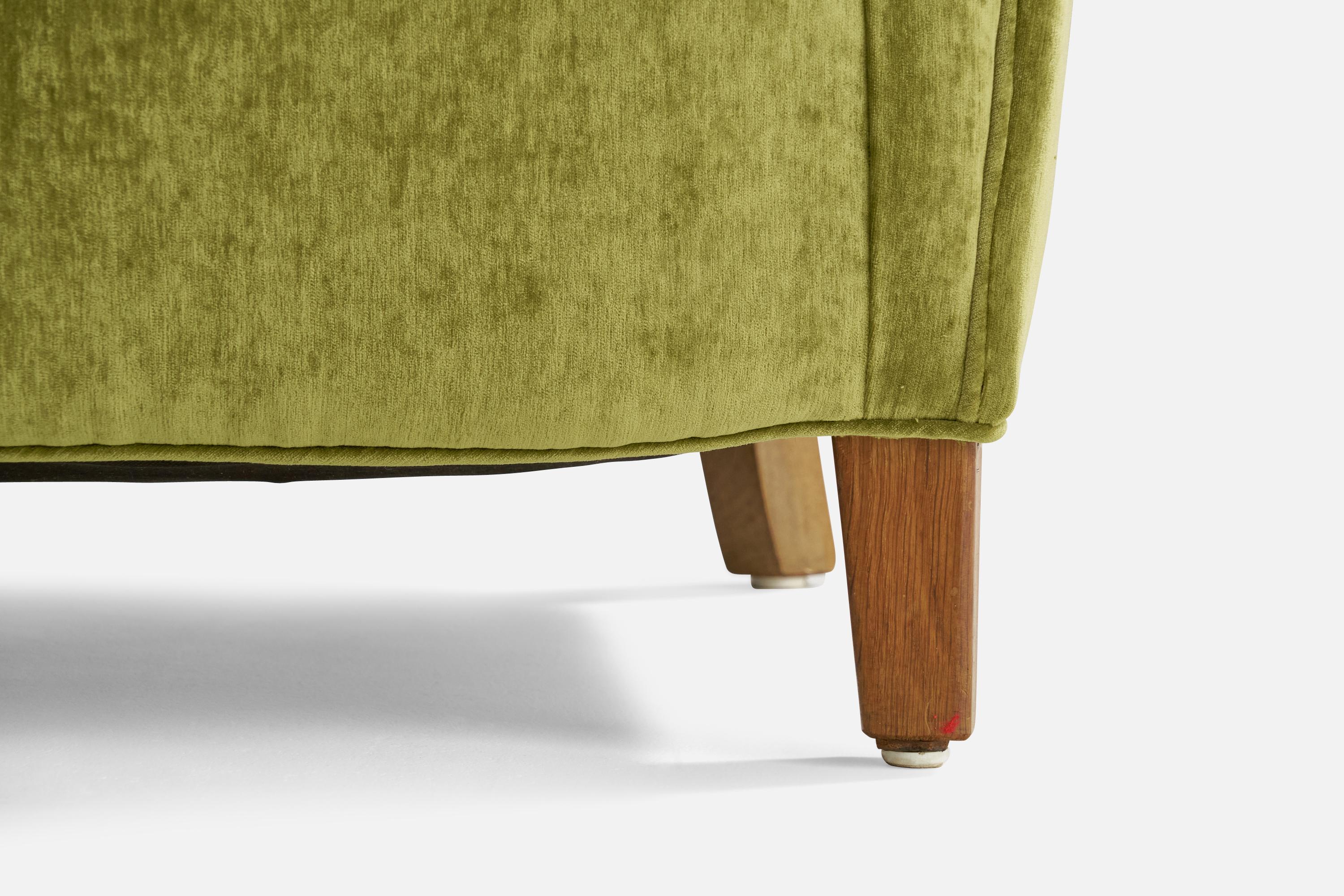 Danish Designer, Sofa, Velvet, Wood, Denmark, 1940s For Sale 3