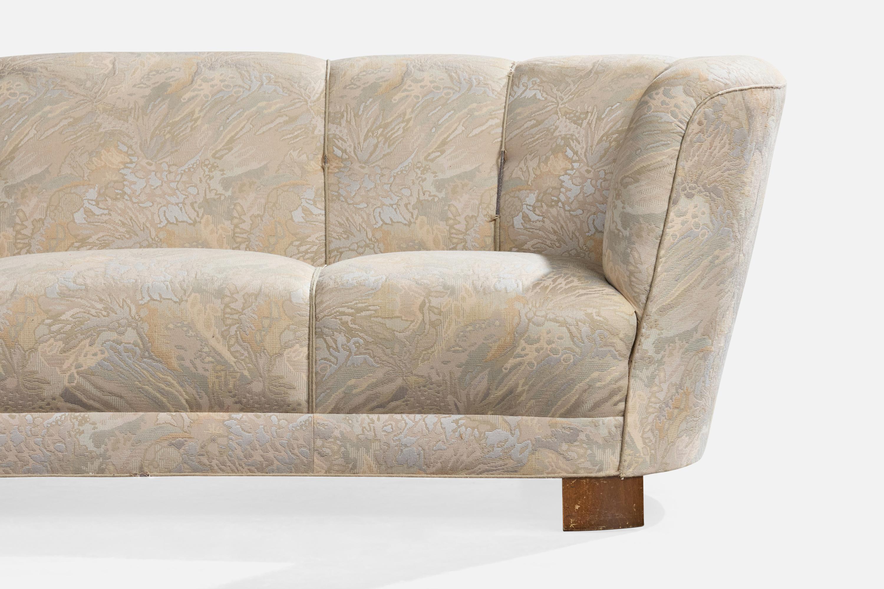 Danish Designer, Sofa, Wood, Fabric, Denmark, 1940s im Angebot 3