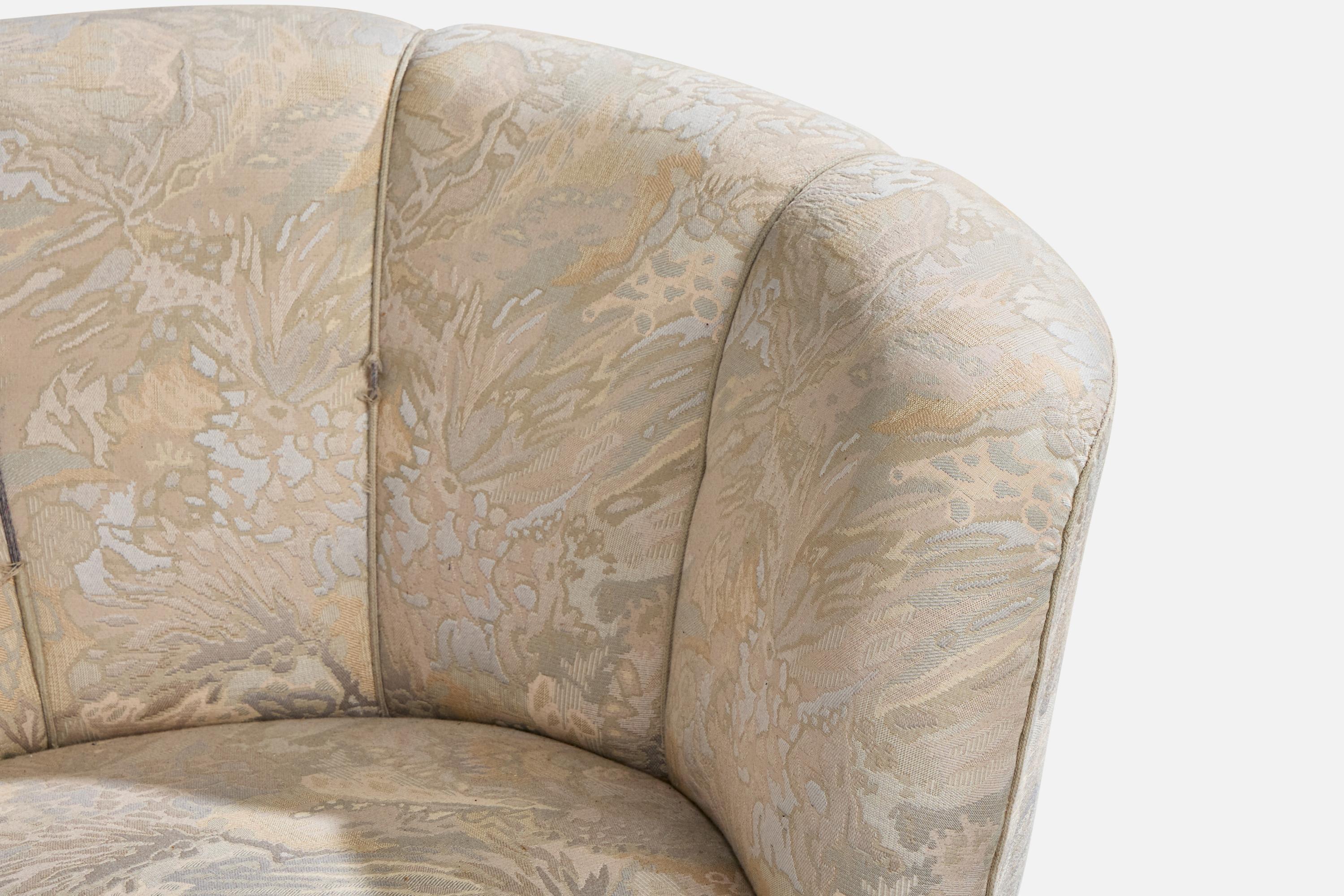 Danish Designer, Sofa, Wood, Fabric, Denmark, 1940s im Angebot 5