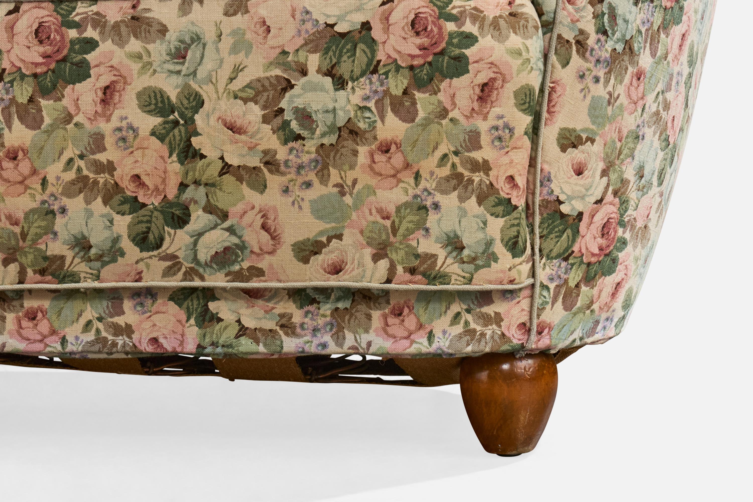 Danish Designer, Sofa, Wood, Fabric, Denmark, 1940s en vente 6