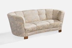 Danish Designer, Sofa, Wood, Fabric, Denmark, 1940s