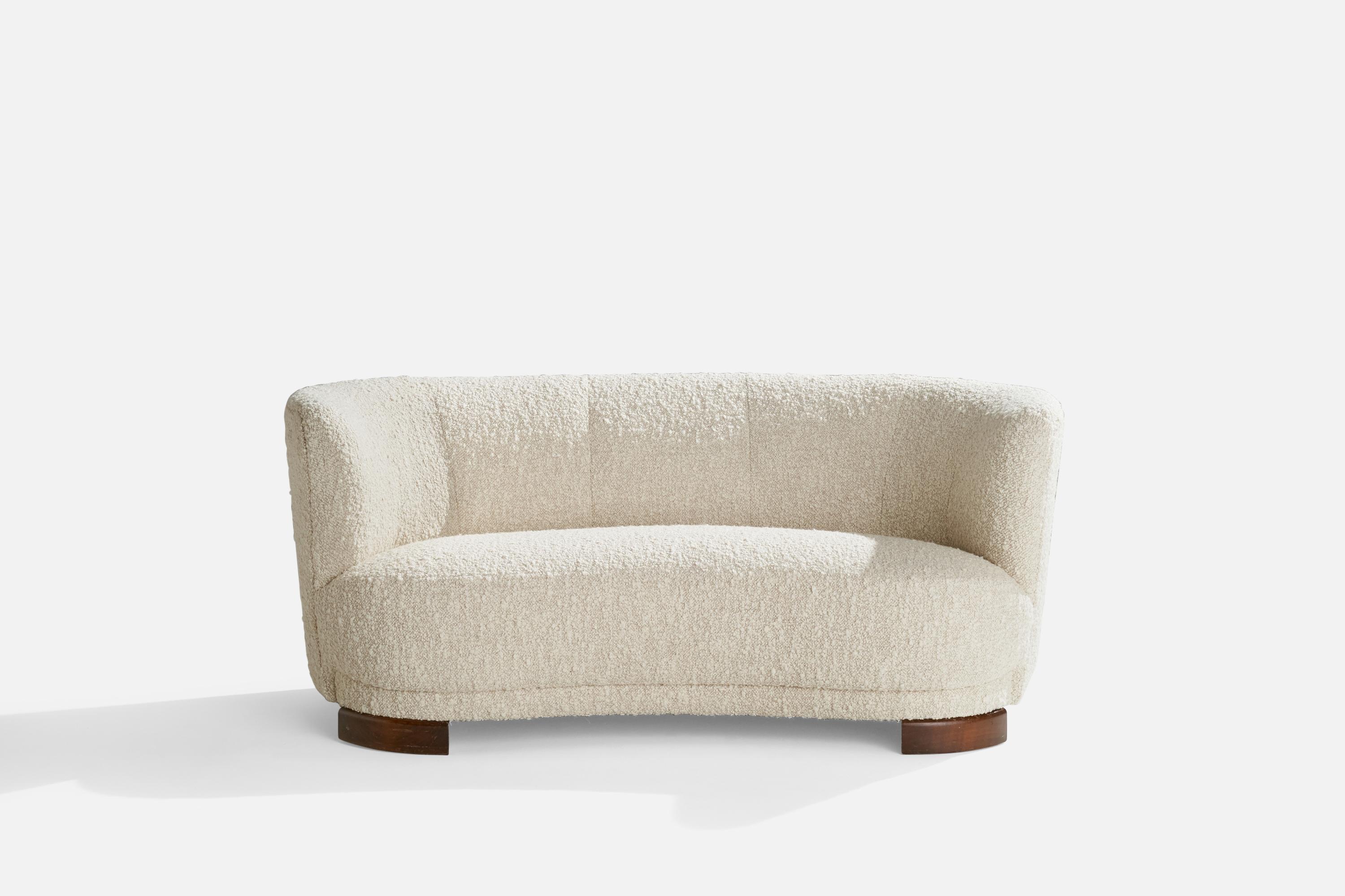 Scandinavian Modern Danish Designer, Sofa, Wood, Fabric, Denmark, 1940s For Sale