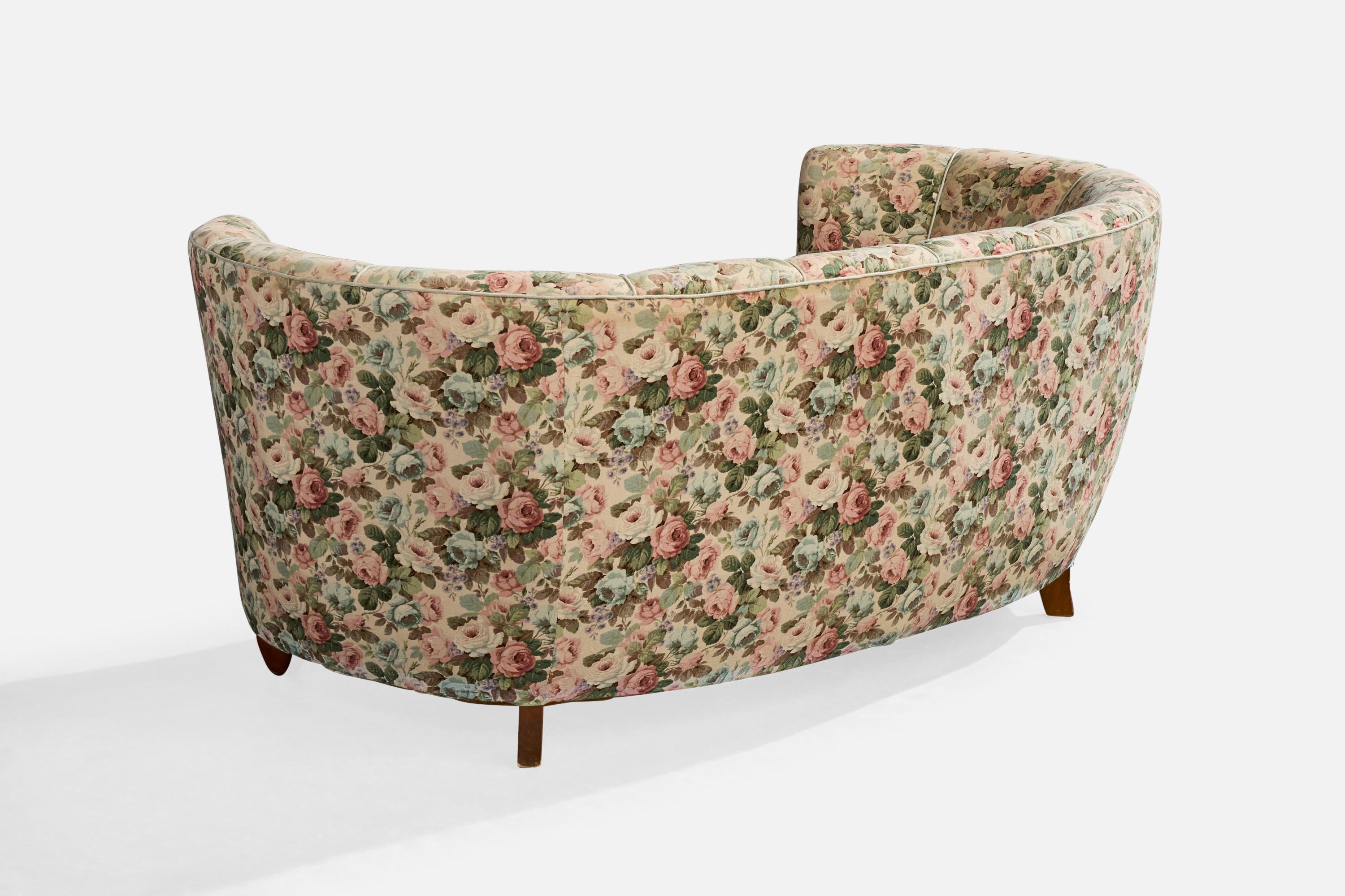 Danois Danish Designer, Sofa, Wood, Fabric, Denmark, 1940s en vente