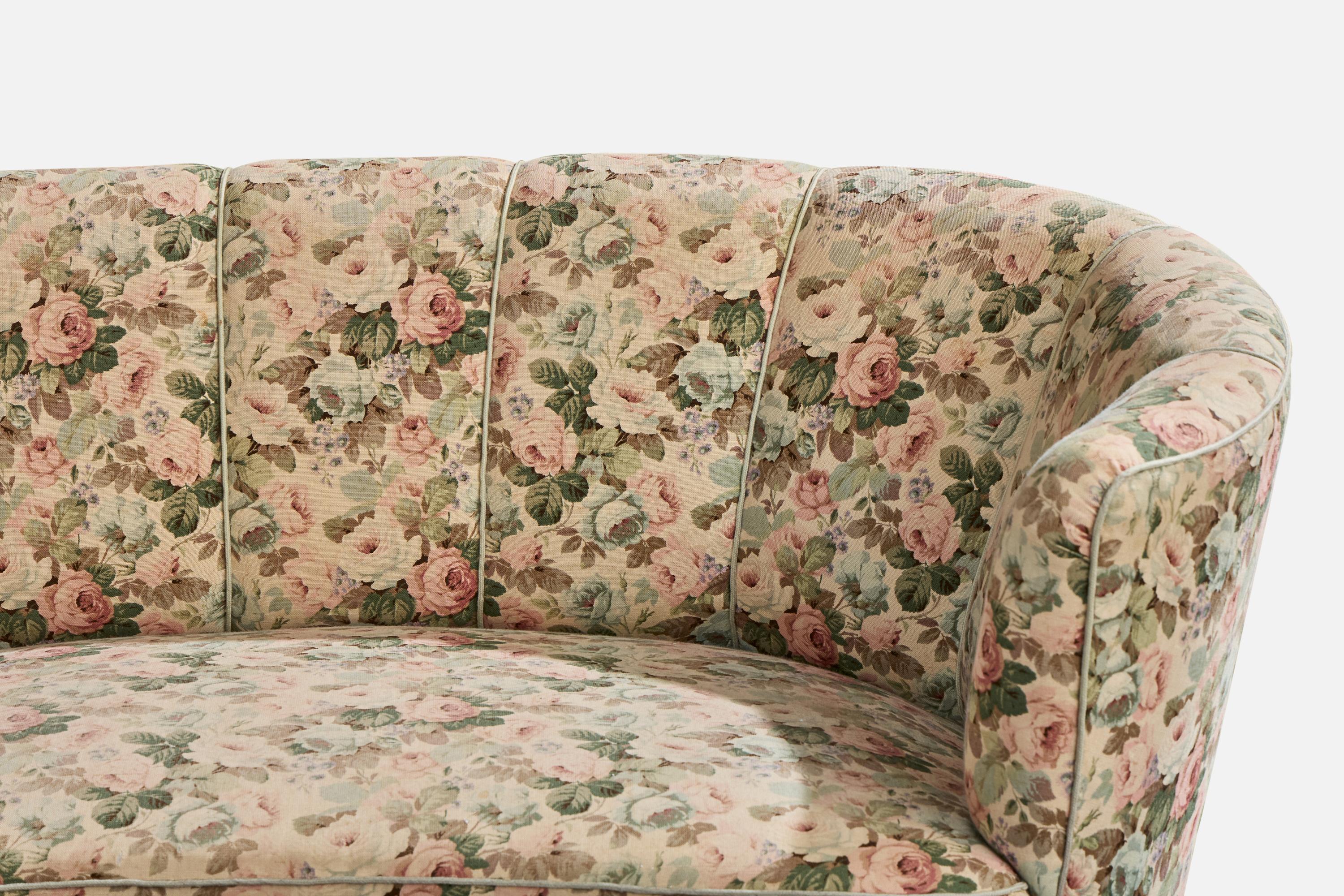 Danish Designer, Sofa, Wood, Fabric, Denmark, 1940s en vente 2