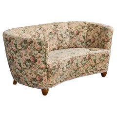 Danish Designer, Sofa, Wood, Fabric, Denmark, 1940s