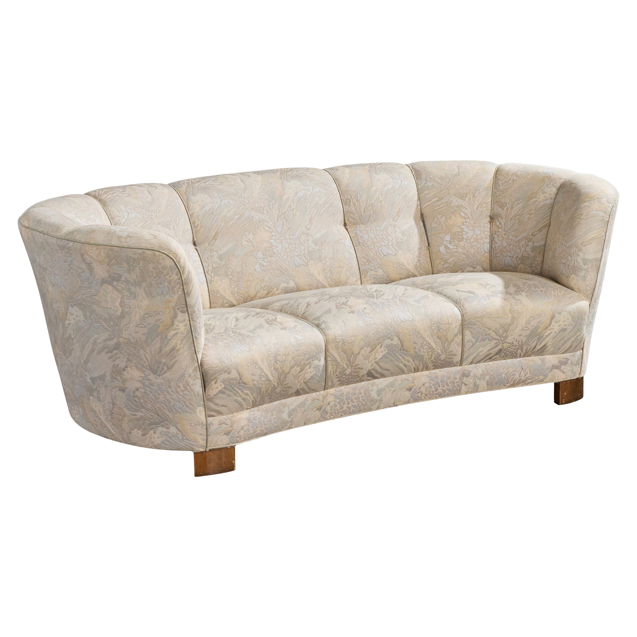 Danish Designer, Sofa, Wood, Fabric, Denmark, 1940s