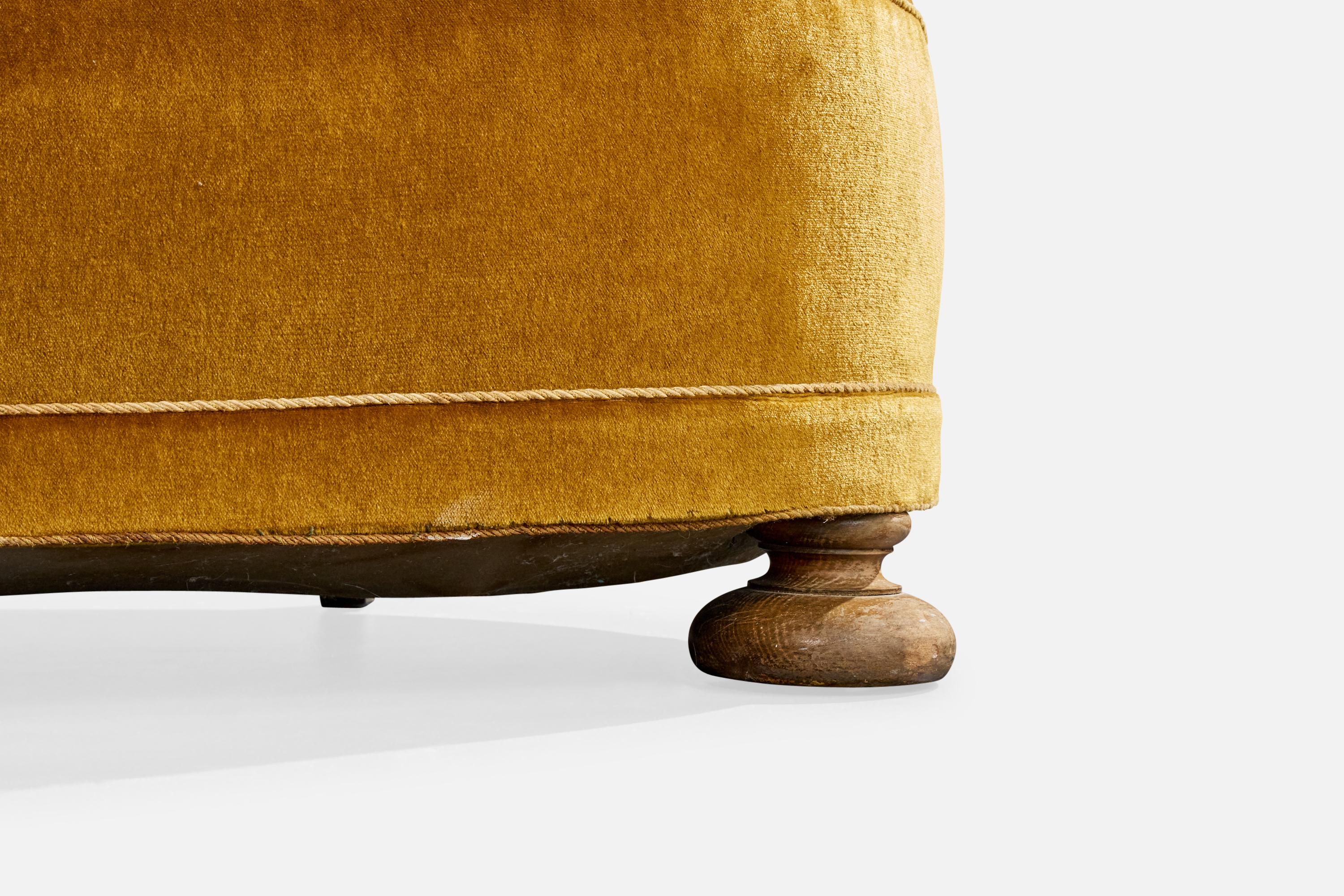 Danish Designer, Sofa, Wood, Velvet, Denmark, 1940s For Sale 5