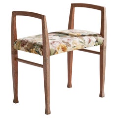 Danish Designer, Stool, Oak, Fabric, Denmark, 1920s
