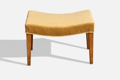 Danish Designer, Stool, Teak, Mohair, Denmark, 1950s