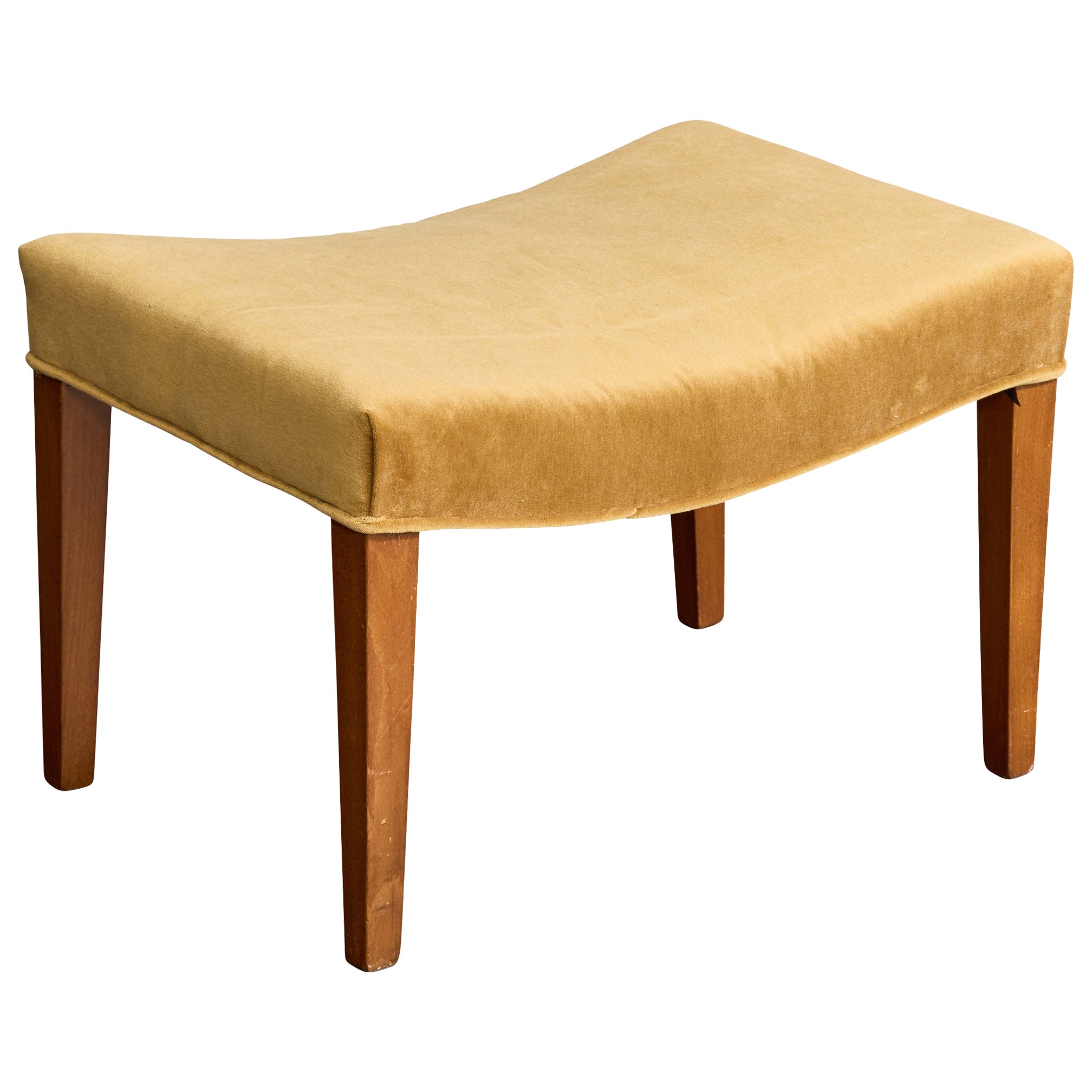 Danish Designer, Stool, Teak, Mohair, Denmark, 1950s For Sale