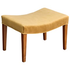 Danish Designer, Stool, Teak, Mohair, Denmark, 1950s