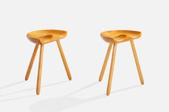 Danish Designer, Stools, Beech, Denmark, 1950s