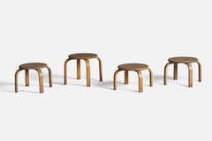 Danish Designer, Stools, Oak, Bentwood, Denmark, 1940s
