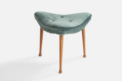 Danish Designer, Stools, Oak, Mohair, Denmark, 1950s