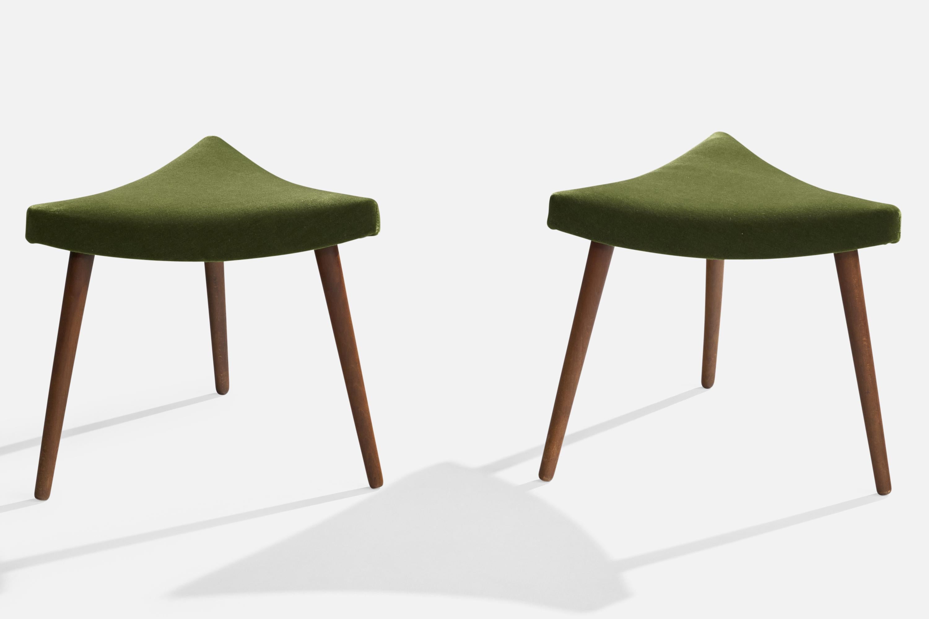 Danois Designer danois, tabourets, Wood, Mohair, Danemark, années 1950 en vente