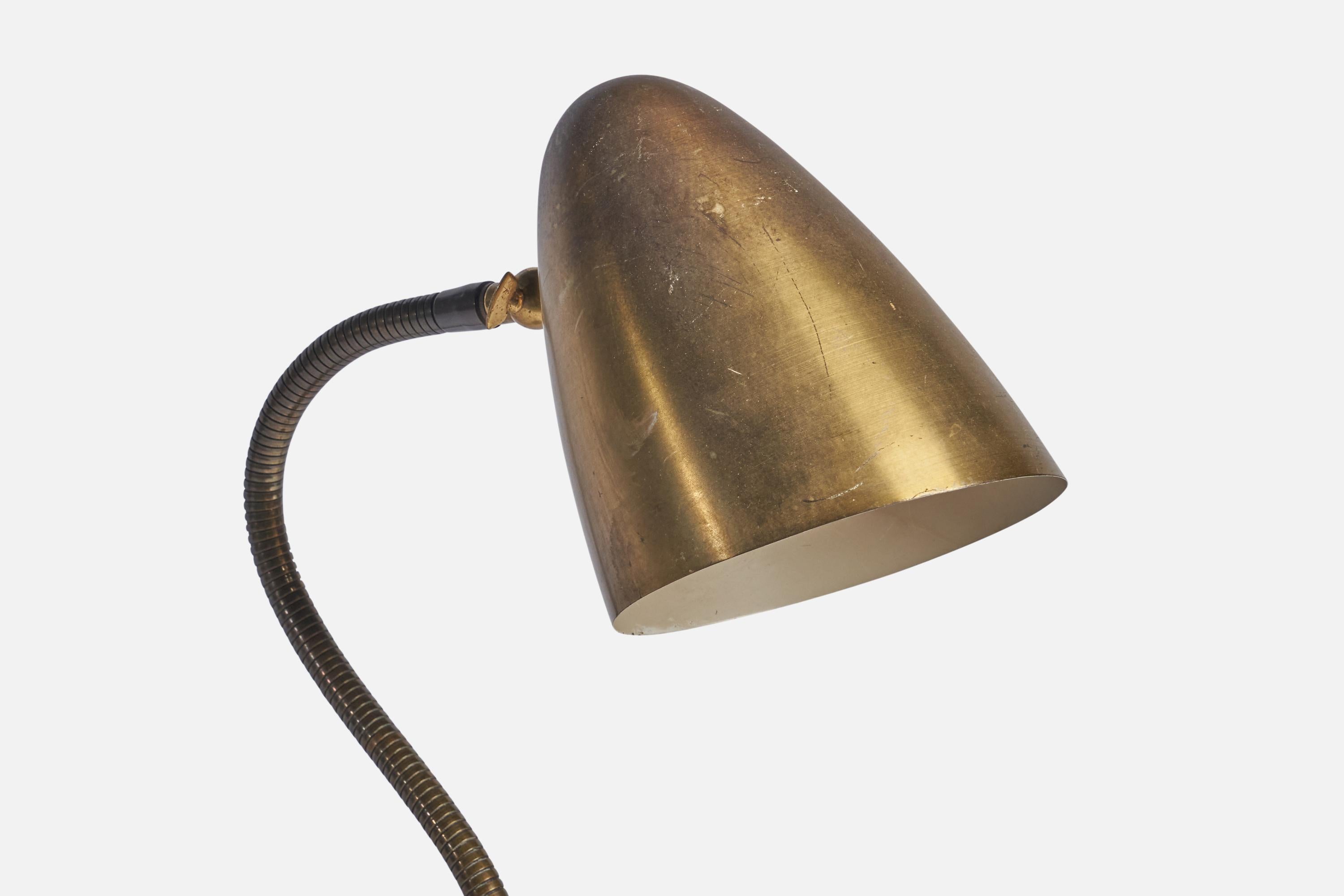 Scandinavian Modern Danish Designer, Table Lamp, Brass, Denmark, 1930s For Sale