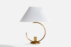 Danish Designer, Table Lamp, Brass, Denmark, 1940s