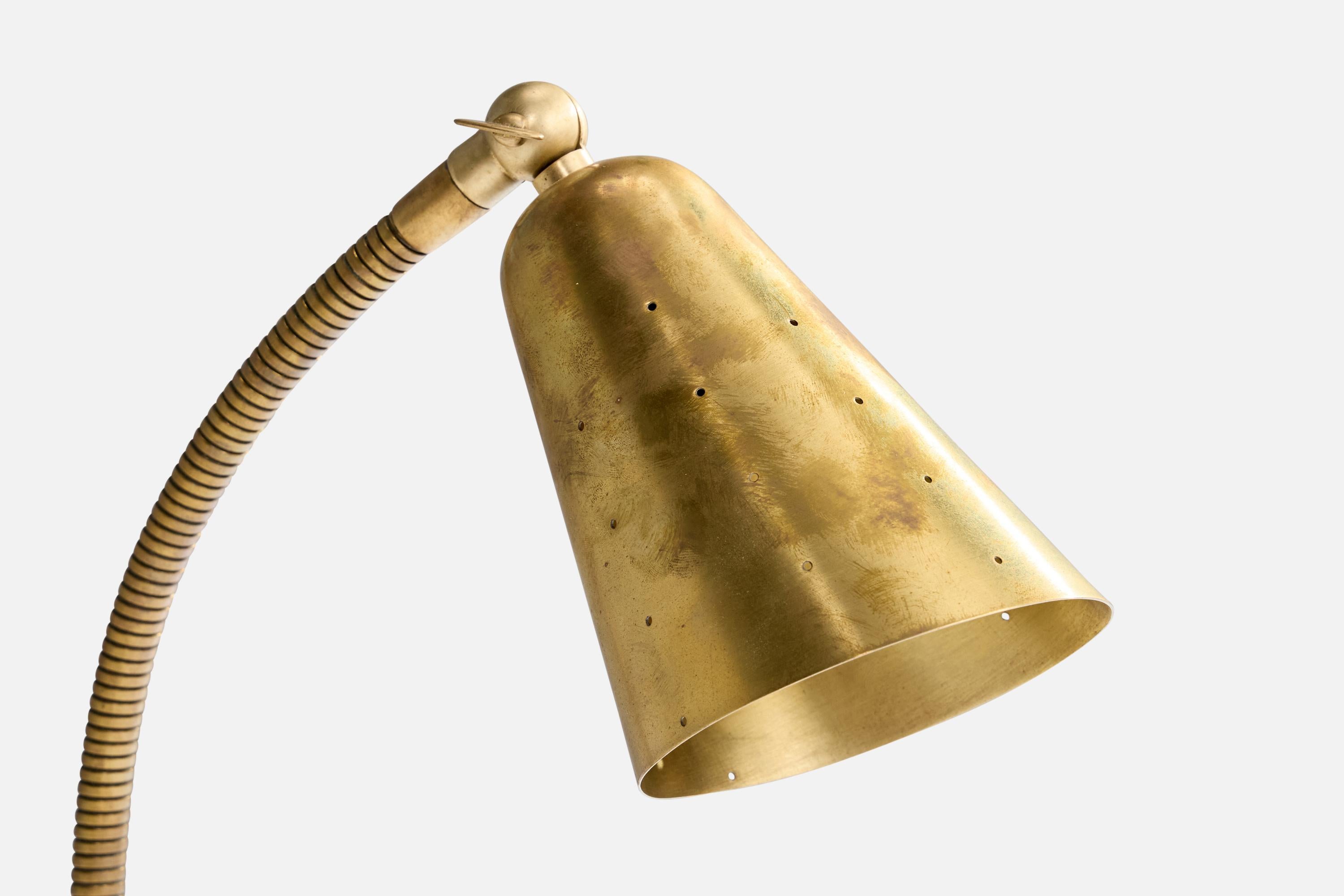 Danish Designer, Table Lamp, Brass, Denmark, 1940s For Sale 1