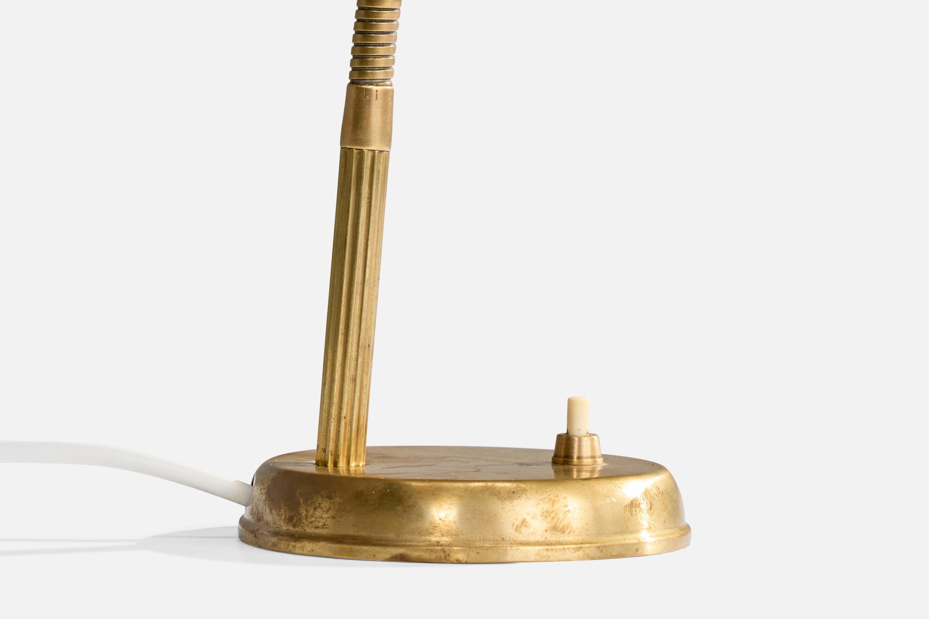 Danish Designer, Table Lamp, Brass, Denmark, 1940s For Sale 5