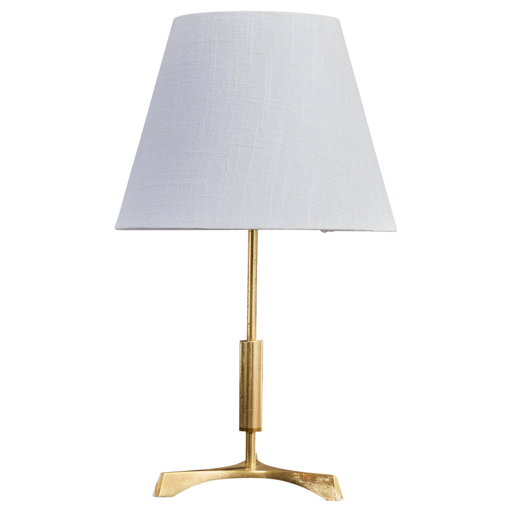 Danish Designer, Table Lamp, Brass, Denmark, 1950s