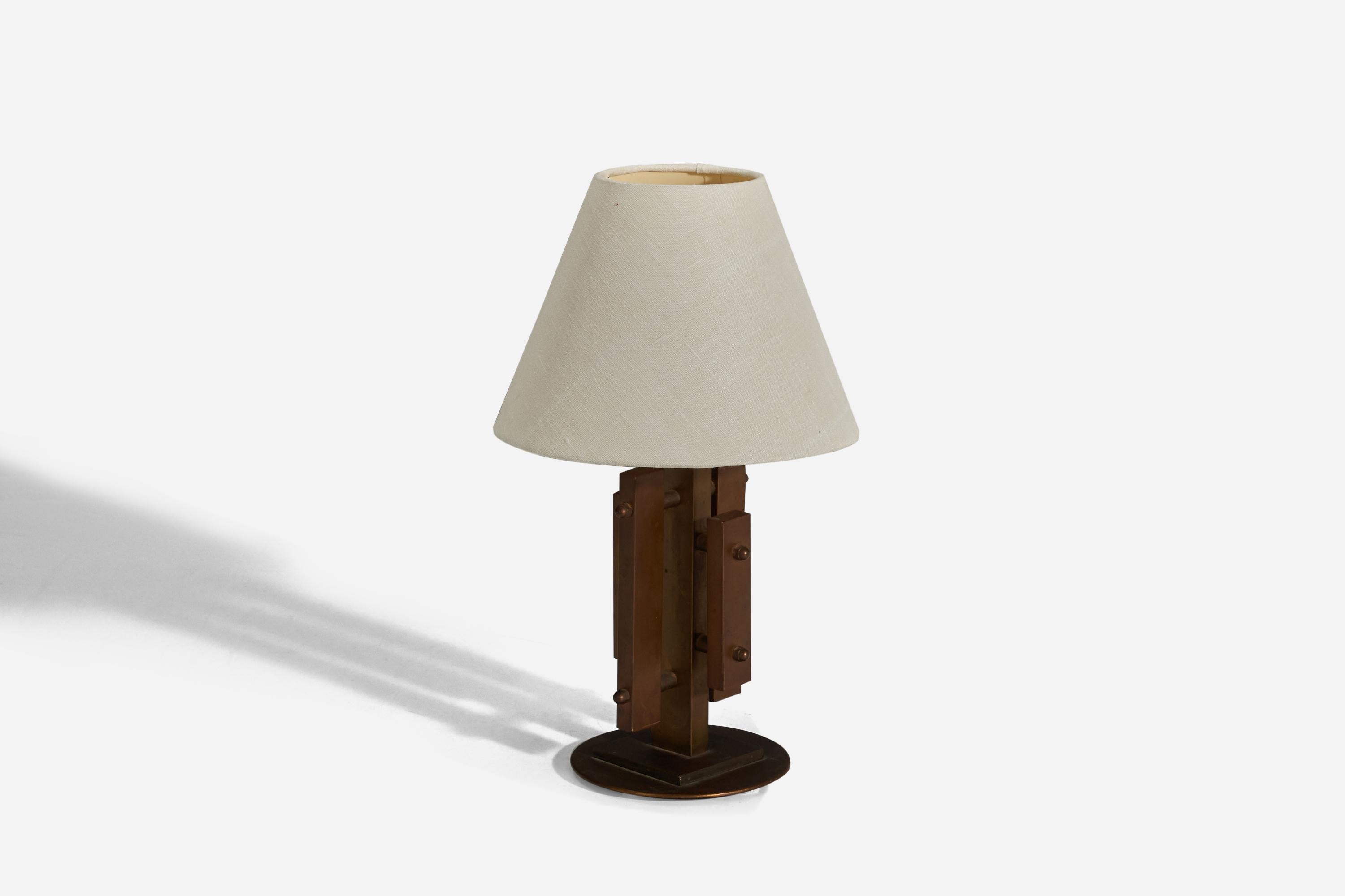 Scandinavian Modern Danish Designer, Table Lamp, Brass, Denmark, 1960s For Sale