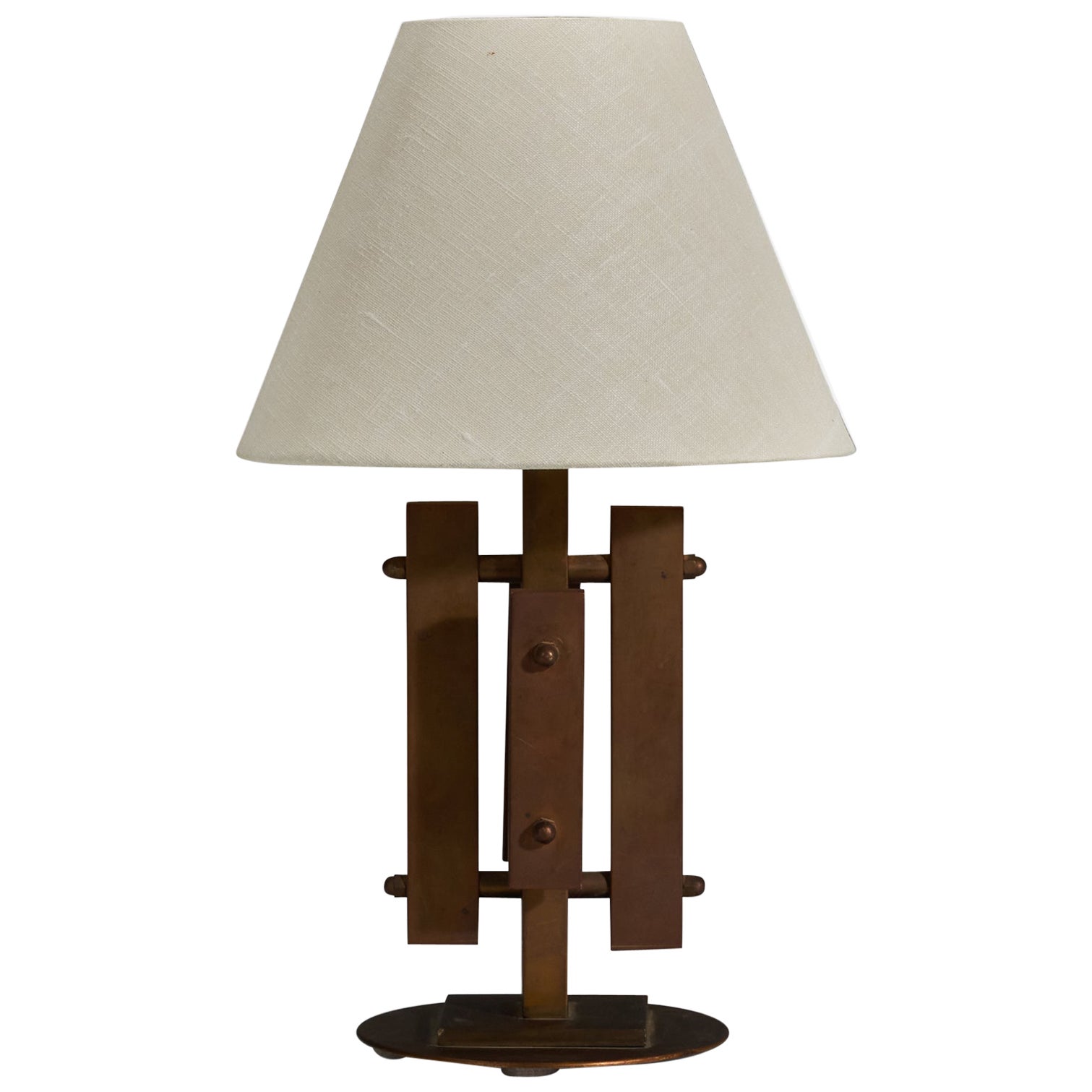 Designer danois, lampe de bureau, laiton, Danemark, années 1960