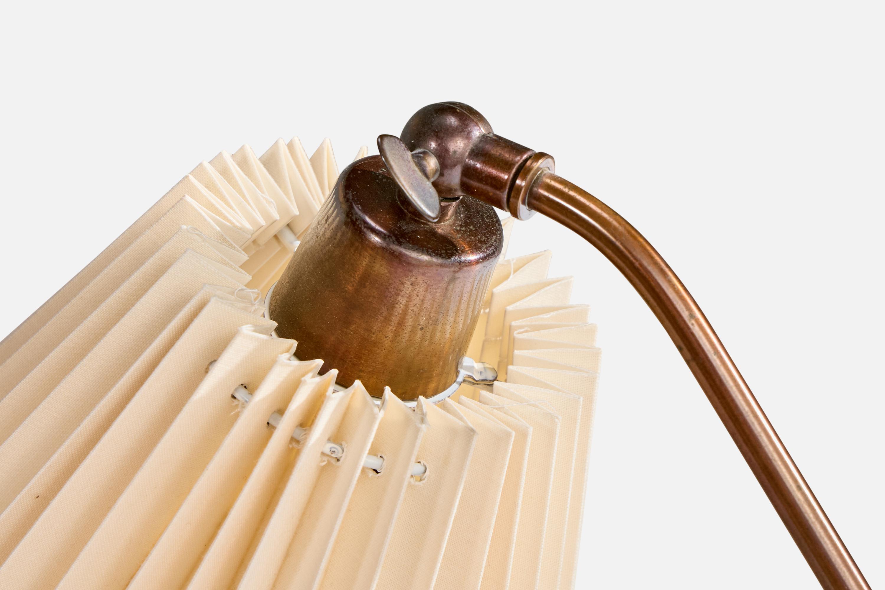Mid-20th Century Danish Designer, Table Lamp, Brass, Paper, Denmark, 1950s For Sale