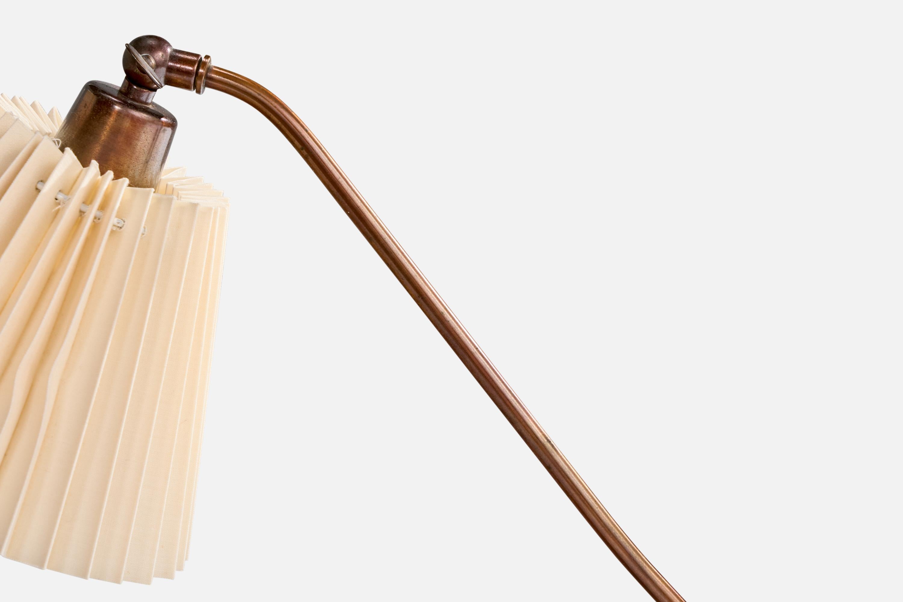Danish Designer, Table Lamp, Brass, Paper, Denmark, 1950s For Sale 1