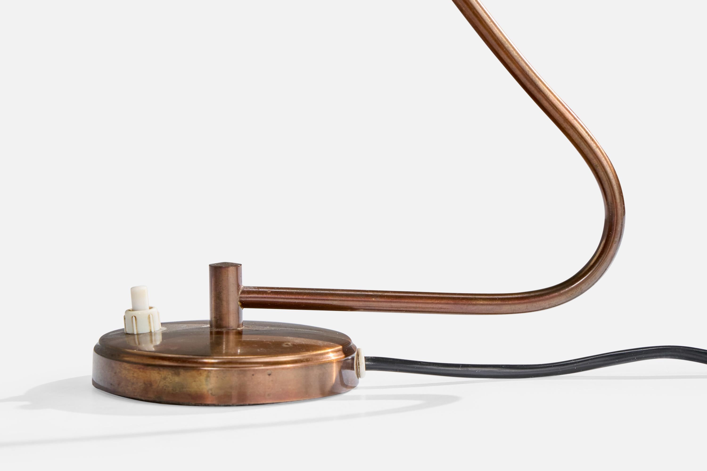 Danish Designer, Table Lamp, Brass, Paper, Denmark, 1950s For Sale 3