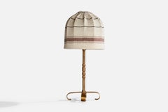 Danish Designer, Table Lamp, Bronze, Fabric, Denmark, 1920s