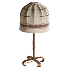 Danish Designer, Table Lamp, Bronze, Fabric, Denmark, 1920s