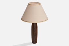 Designer danois, lampe de table, tissu, wengé, Danemark, années 1950