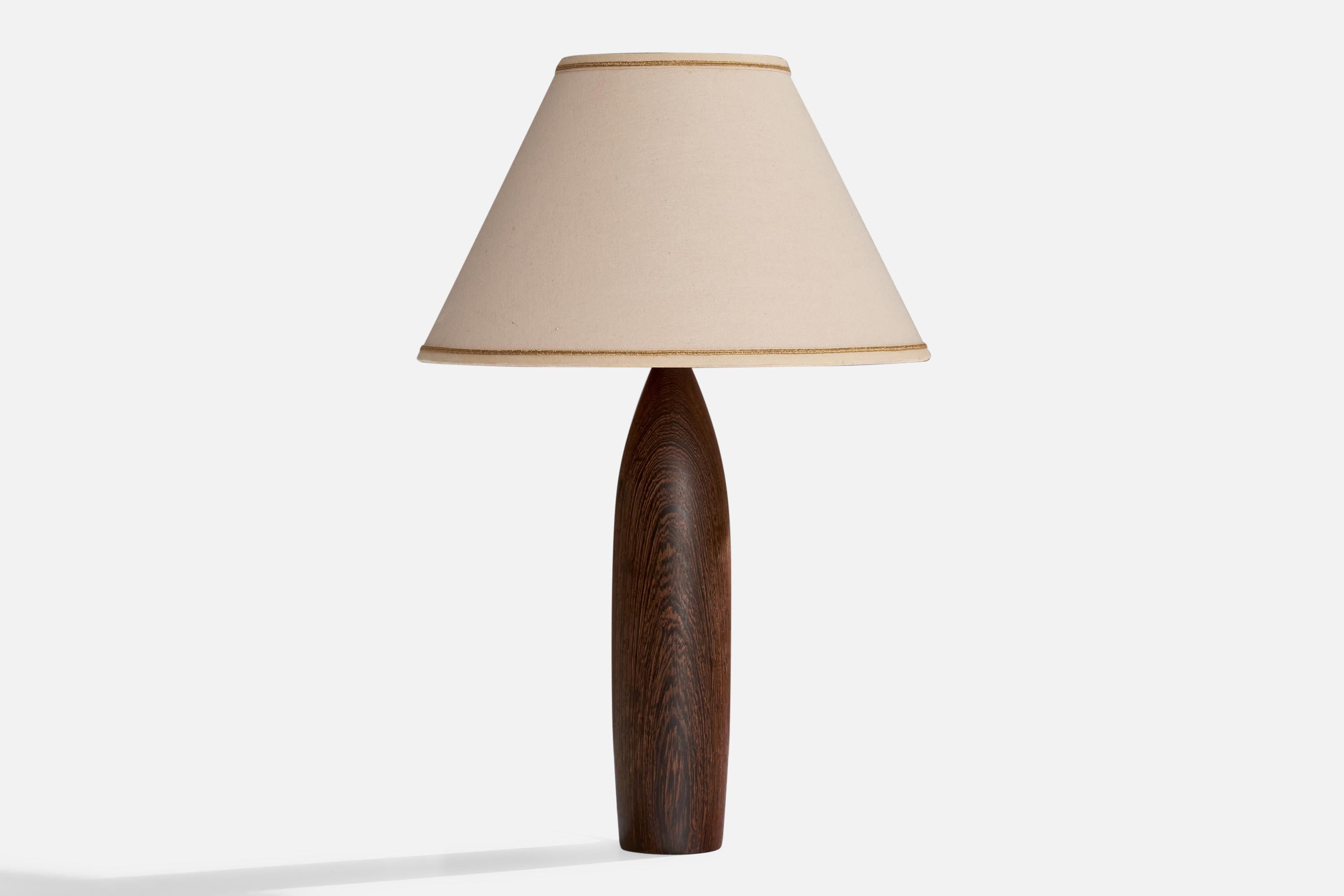 Scandinavian Modern Danish Designer, Table Lamp, Fabric, Wenge, Denmark, 1950s For Sale