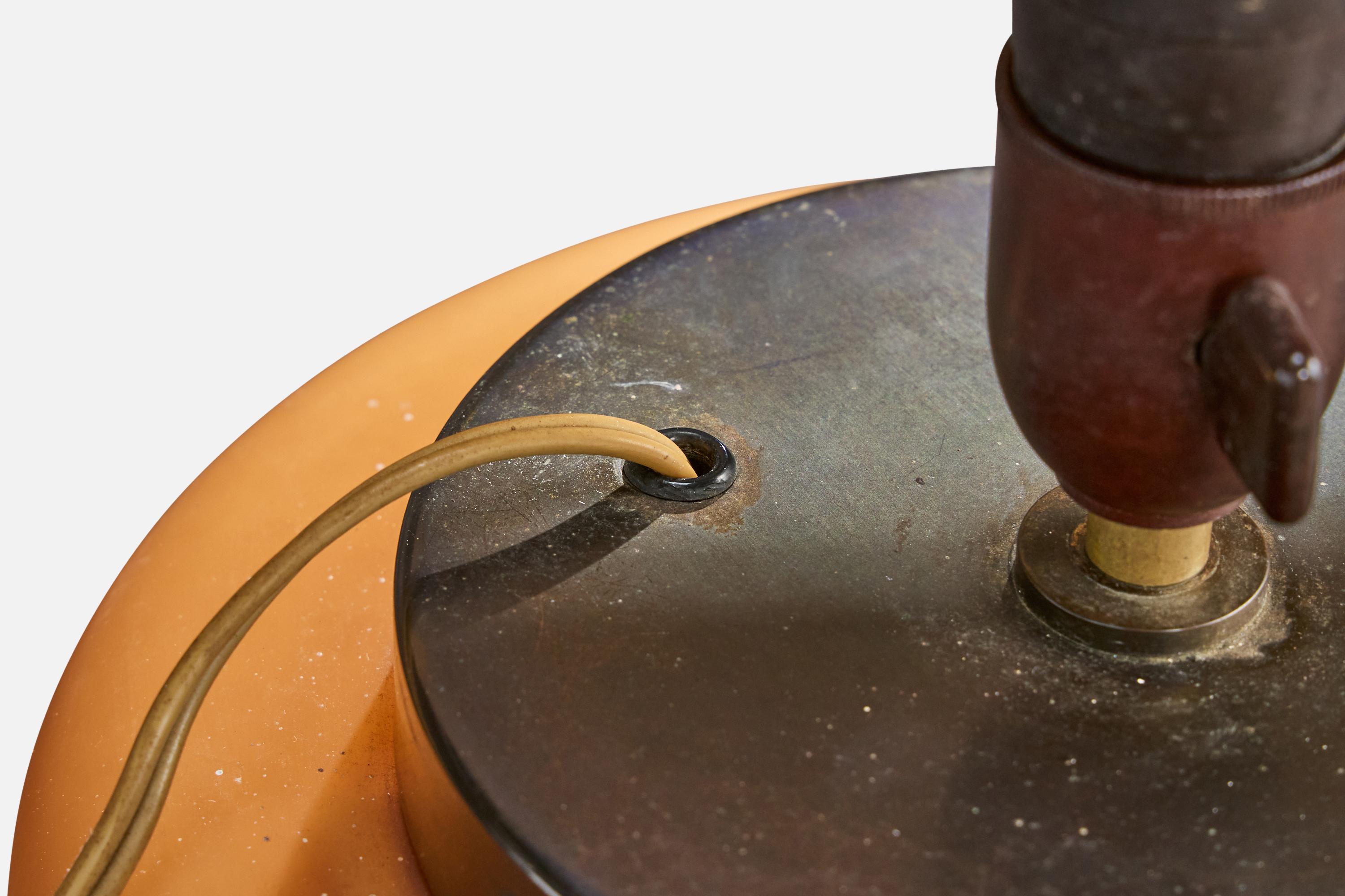 Mid-20th Century Danish Designer, Table Lamp, Glass, Brass, Denmark, 1930s For Sale