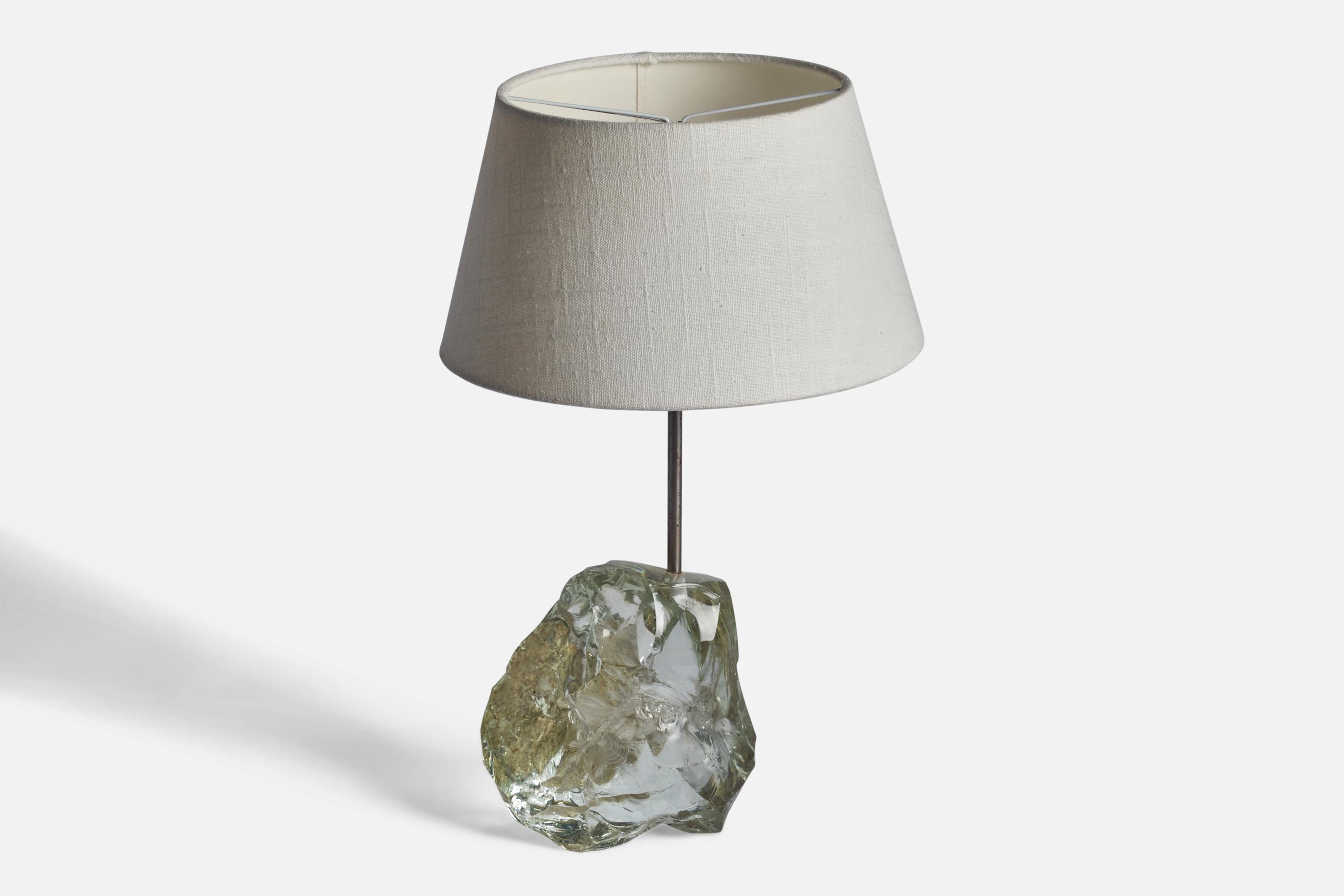 Mid-Century Modern Danish Designer, Table Lamp, Glass, Metal, Denmark, 1960s For Sale