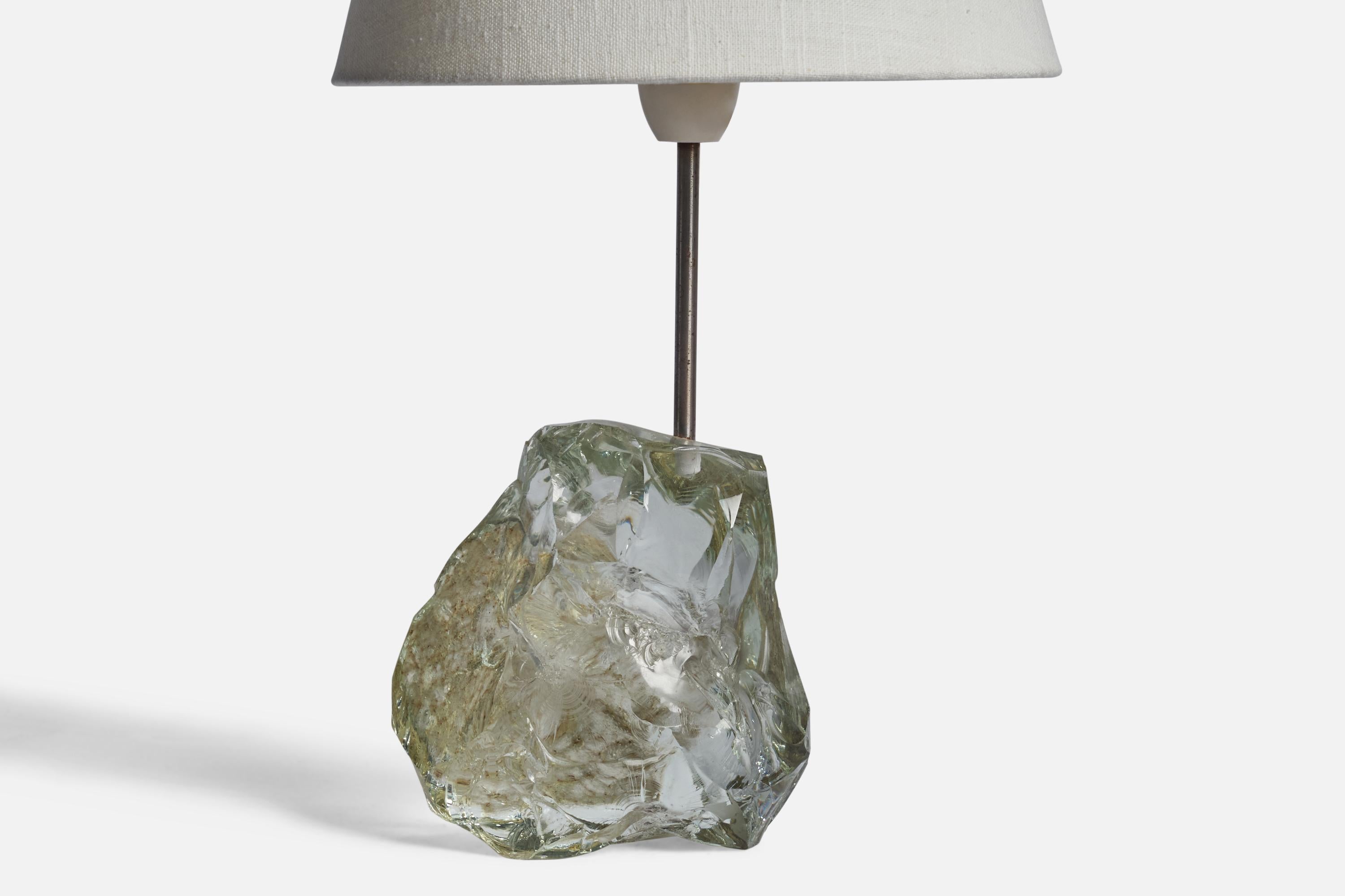 Danish Designer, Table Lamp, Glass, Metal, Denmark, 1960s In Good Condition For Sale In High Point, NC