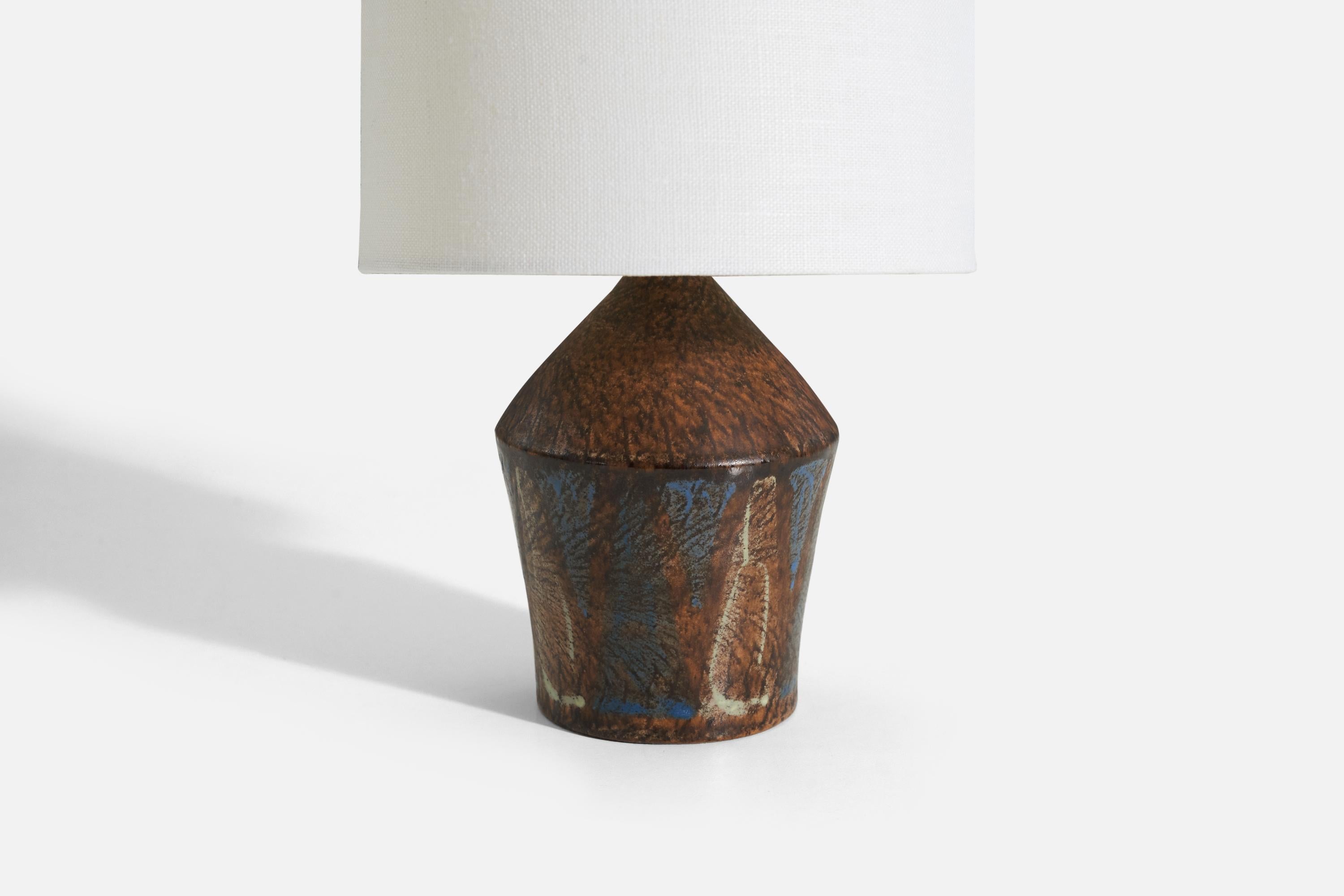 Mid-Century Modern Kai Klinge, Table Lamp, Glazed Stoneware, Denmark, 1960s