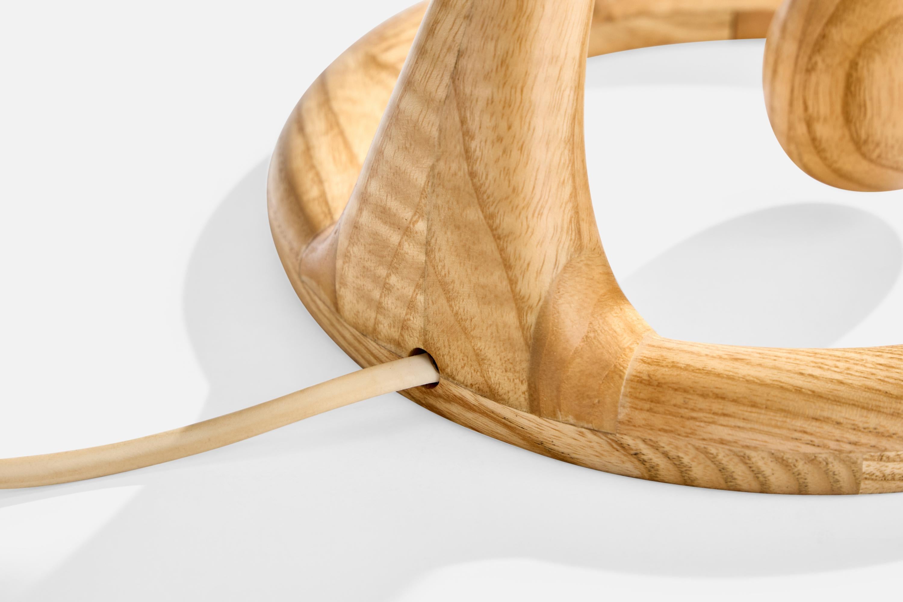 Danish Designer, Table Lamp, Pine, Paper, Denmark, 1960s For Sale 4